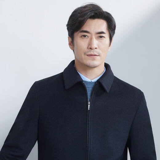 Hongdu Winter Thick Wool Men's Jacket Plus Velvet Thickened Dad's Wear Middle-aged and Elderly Revamped Business Men's Jacket Navy Blue (Black) JK6803 Regular Style 2XL (185/100A)