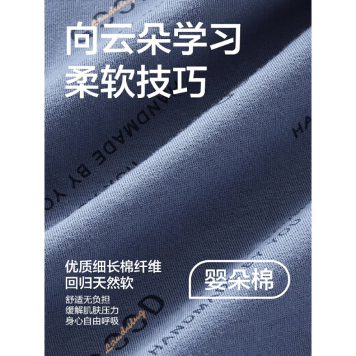 Hengyuanxiang Pajamas Hombres 2024 Spring y verano Algodón delgado Las mangas largas se pueden usar afuera de ropa para el hogar Los pantalones de algodón de algodón azul profundo 16834 [algodón, sin píldora] XL