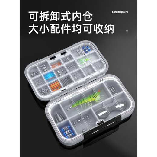 Hanshu Fishing Accessories Storage Box Tools Fishing Gear Special Accessories Box Fish Hooks and Bait Small Parts Multi-Function Waterproof Lure Box Medium/9 Grid Small Black Box Portable Mini Model