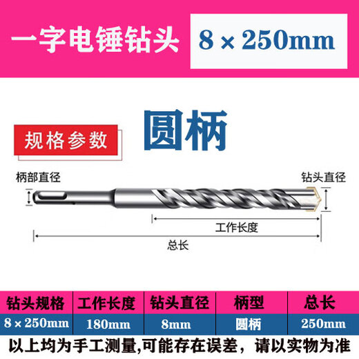 XMSJ Square Griff runden Griff verlängerter elektrischer Hammer-Aufprallbohrer durch die Wand extra Länge 500-1500 mm Zementbeton durch den Wandanpassung Square Griff 12250 mm