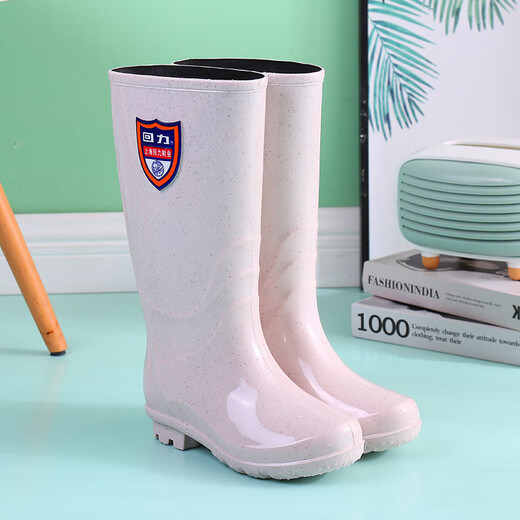 Huili-Regenstiefel für Frauen, modische wasserdichte und rutschfeste Wasserstiefel für Frauen, tragen plüschige, warme hochröhrchengummi-Gummi-Schuhe für Erwachsene Regenstiefel, Khaki High Rohr-Baumwollfrei 38