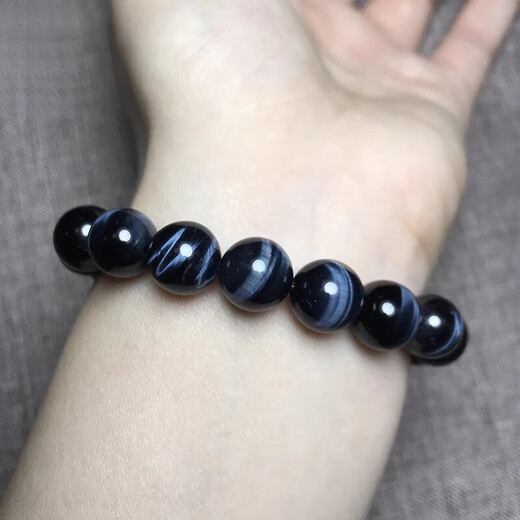 Guanpuge Fat Donglai Quality Tiger Tiger Eye Stone Bracelet Tianlan Hawk Eye Tiger Eye Stone Cat Eye Bracelet Men and Women's Style's Yellow Bright 12185 12 mm Blue Tiger Eye