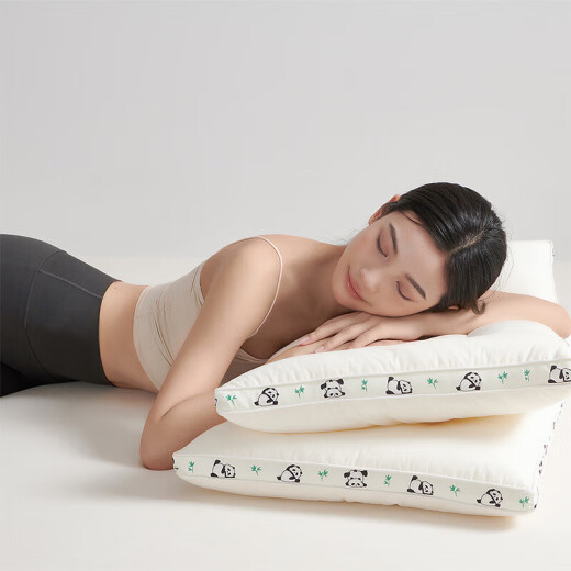 Love the cotton soybean zoned fiber pillow panda print student sleep cervical spine pillow core 60*40cm single