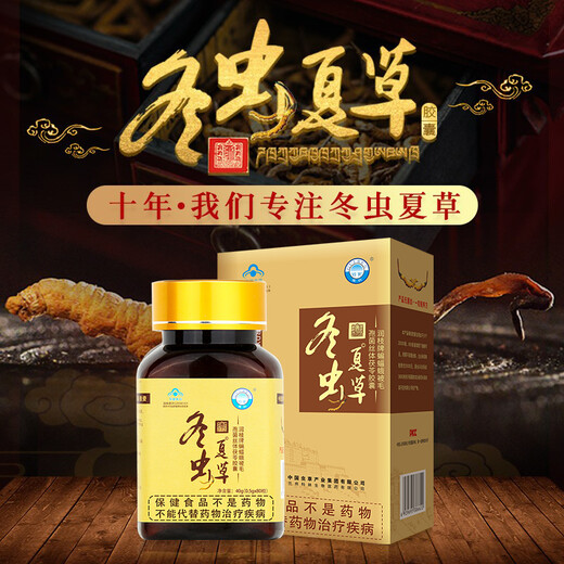 桂仁冬虫夏草胶囊80粒/瓶 增强免疫力 中老年滋补营养礼品 送礼送长辈 十盒装（实发十五盒）