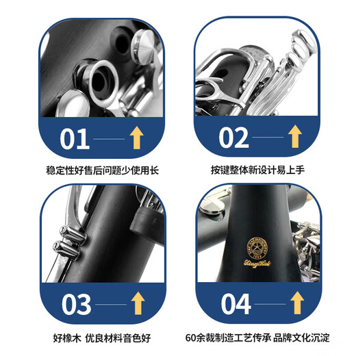 星海单簧管 初学考级单簧管 音色准 优良镀镍按键 降B调黑管乐器 单簧管E-381
