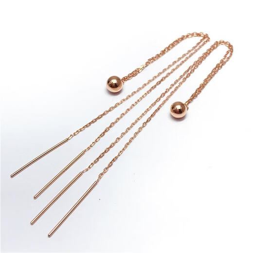 Fat Donglai's same ear wire color gold 18k gold Kamasana Russian 585 purple gold new trend ball ear wire (pair of rose gold)