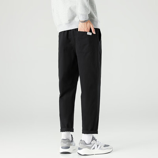 
Dingfengbaoluo casual pants straight nine-point trousers spring and summer trendy brand loose solid color men's pants 9904 black M
