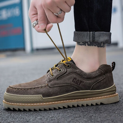 Carter CAT men's shoes breathable Martin boots men's summer new style construction site labor insurance workers British welders retro outdoor 8050 khaki 42 one size larger than sports shoes