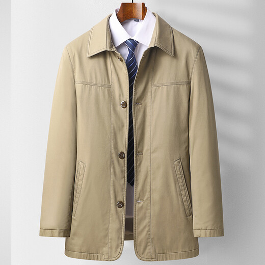 Hengyuanxiang men's windbreaker middle-aged men's windbreaker short pure cotton casual 40 spring thin dad morning jacket 50 tops Navy JYL-A35 L 175