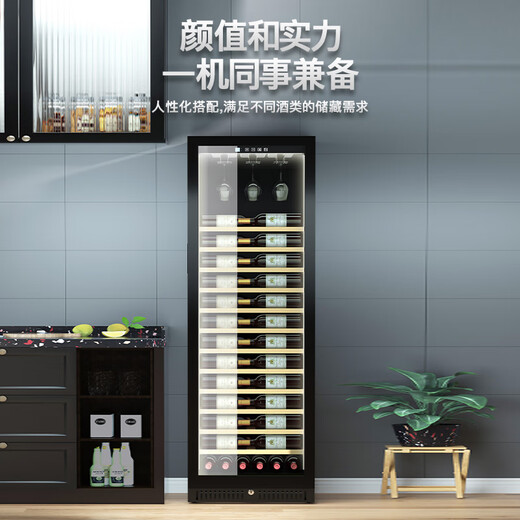 Curtis Compressor Constant Temperature Moisturizing Red Wine Cabinet Home Grape and Wine Box Ice Tea Refrigerator Bar Storage Tea and Red Wine All-in-One Cabinet with Lock Constant Temperature Wine Cabinet High 1.8 Meters Single Temperature Hanging Cup Model + 1.8 Meters High + Door Lock + Depth 580