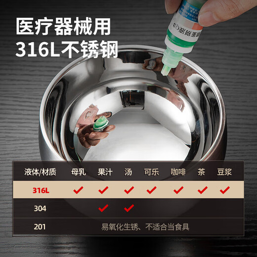 MAXCOOK 316L stainless steel bowl, soup bowl, double-layer insulation, rice bowl, tableware, noodle bowl 13cm MCCU2029