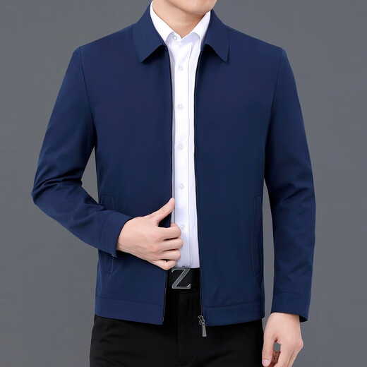 Hengyuanxiang high-end jacket men's coat men's 2025 autumn and winter new style middle-aged versatile casual dad wear men's executive top 8688 - dark blue lapel L 175 size - suitable for weight 125-140 Jin Jin is equal to 0.5 kg
