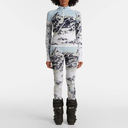 Perfekter Moment Frauen Jacquard Halb Reißverschluss Ski Top P00988683 Beige L CN 175/96