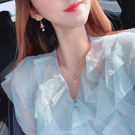 Shengli 18K gold bell tassel necklace for women sterling silver gold-plated lace single diamond clavicle chain jingle temperament gift trend A.H bell necklace