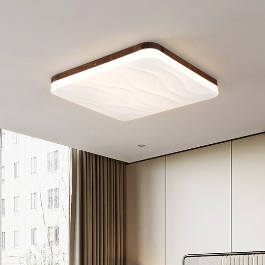 Copper grid black walnut new Chinese style ceiling lamp living room main light fixture solid wood Chinese style whole house full spectrum eye protection bedroom lamp 5 ~ round 48cm three color temperature