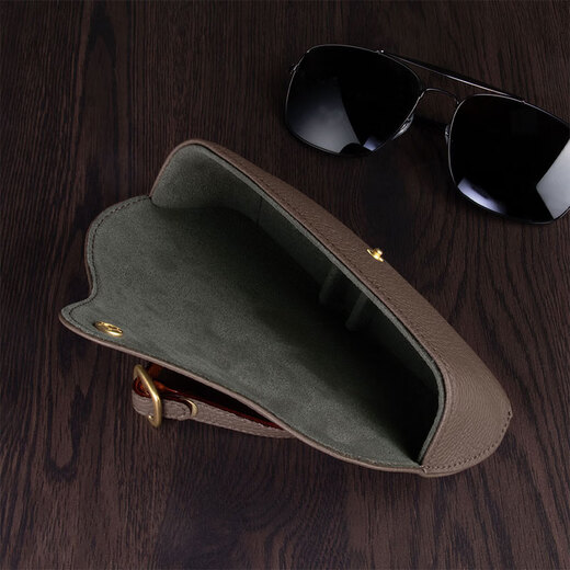 Budi Lunettes Box Anti-pression haut de gamme japonais portable Portable Patché à vache en cuir rouge A Style