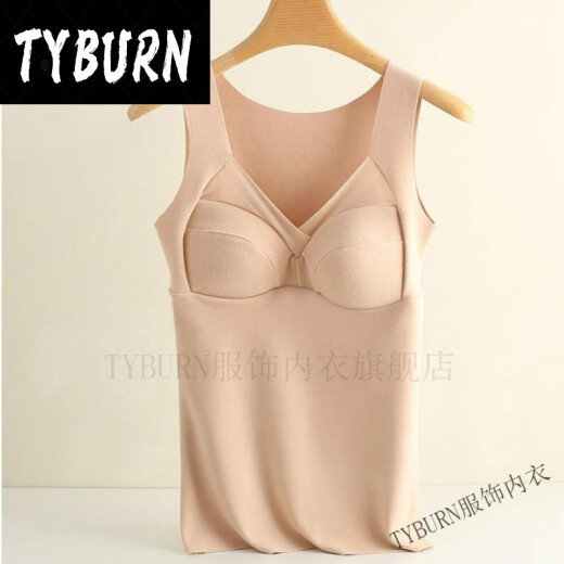 TYBURN艾恒免穿文胸秋冬德绒保暖背心聚拢上托显气质内衣3893KTYBURN 黑色+棕色 2XL【建议115-135斤】
