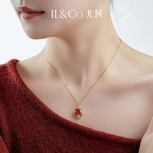 IL&CO Youke Lucky Star Cute Snake Zodiac Snake Silver Necklace Female Pendant Birthday New Year Gift for Girlfriend Agate Zodiac Snake Necklace
