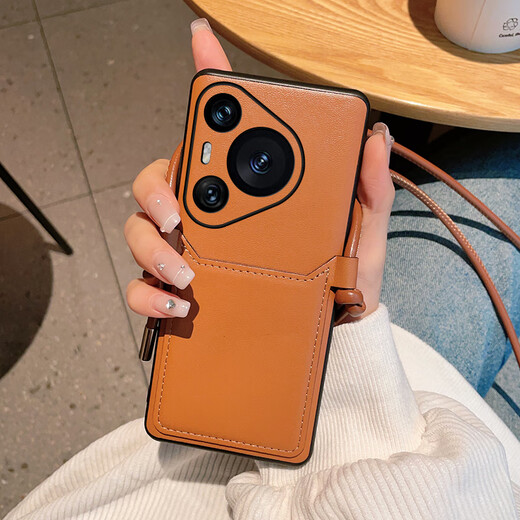 羽唐适用于华为Pura70Pro+手机壳高级感棕色斜挎卡包式斜挎挂绳保护套硬壳Pura70Ultra外壳简约背带 高级感棕色+斜挎卡包 华为Pura70Pro/pura70pro+