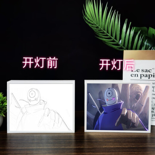 Mirror lighting painting Naruto Uchiha Obito figures can be customized around the atmosphere and glowing photo frame gift 13659 Uchiha Obito 6 Line drawing core (no photo frame)