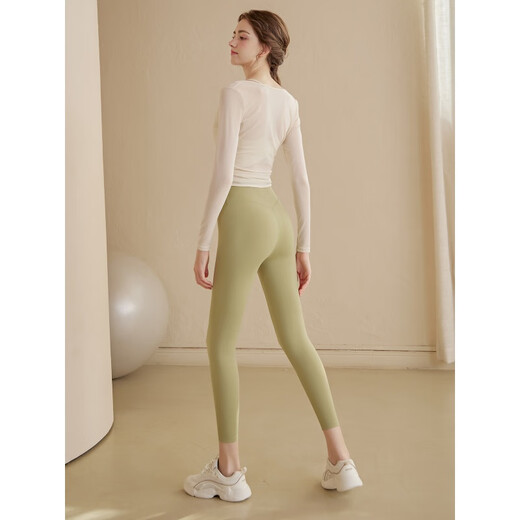 LULU CENTURY yoga clothes for women, sports tight long-sleeved running quick-drying breathable blouses for women, training Pilates fitness clothes tops for women, green blouse M