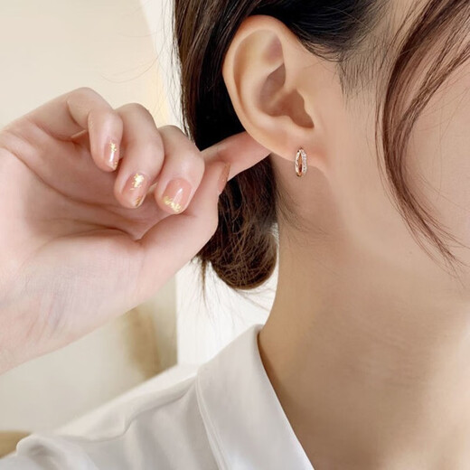 VTL French craftsmanship S925 silver new style earrings, trendy earrings and earrings, rose gold earrings that are easy to take off when sleeping, a Valentine's Day birthday gift for your girlfriend and best friend, hollow diamond earrings - rose gold