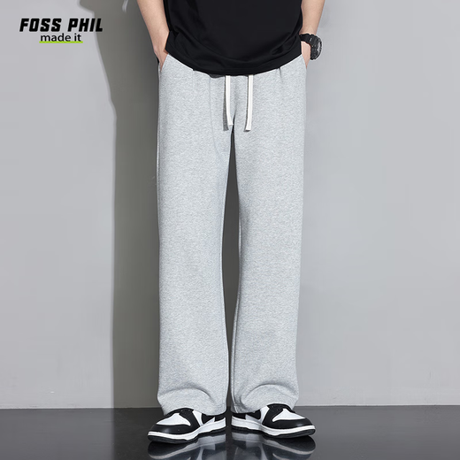 Foss Phil casual pants men's autumn and winter vertical loose wide-leg trousers sports pants men's 926 light gray L