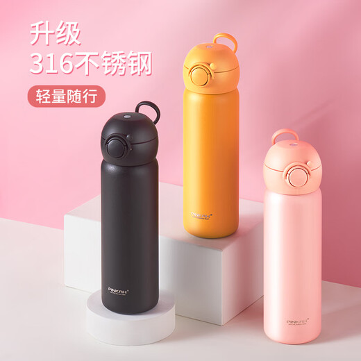 广州新力保温杯男女士品家家品保温壶定制logo大容量商务泡茶便携 新力3527(白色) 450ml 旋盖直