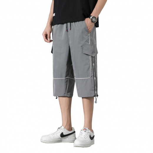 Boledi Sommer dünne sieben Punkte mittelgroße Hosen 12 Jungen 14-jährige Junior High School-Schüler 16 Kinder trendige hübsche Arbeithosen 9230 Black 170 XL (110-125 Jin [Jin ist ungefähr 0,5 kg])