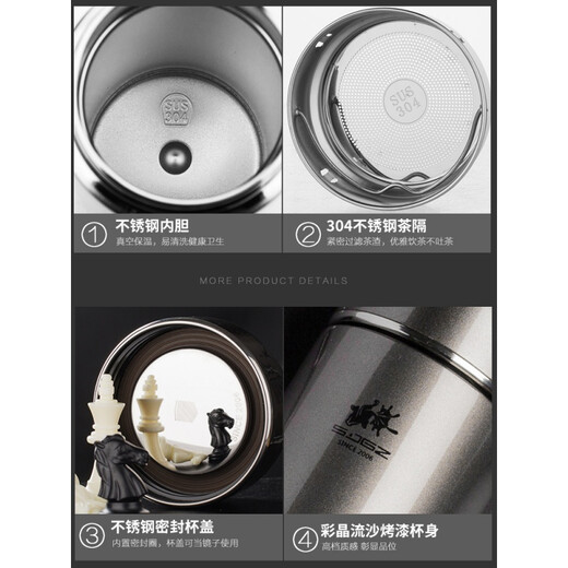 Tout le temps yafu yatai thermos tasse pour hommes et femmes grandes capacités pour enfants tasse d'eau 304 en acier inoxydable étudiant portable mignon léger luxe gris gris 2694/350 ml + tasse pinceau