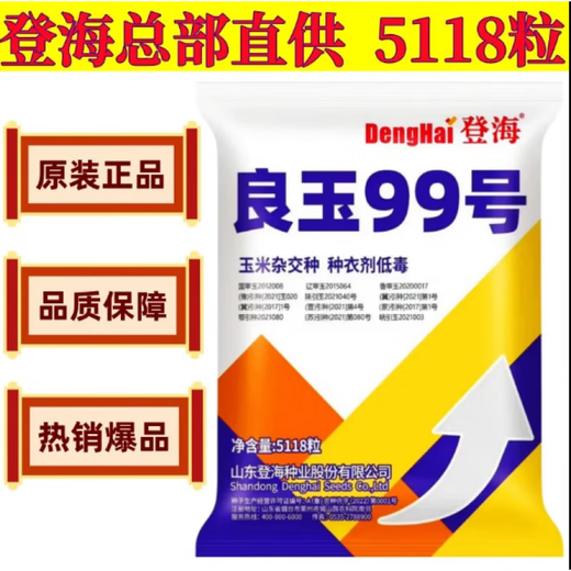 New species in stock original Liangyu 99 corn seeds disease-resistant and temperature-resistant Shandong Denghai Liangyu 99 hardcore corn big cob New species Denghai Liangyu 99 5118 grains x5 bags
