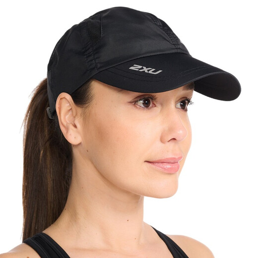 2XU sports cap for men and women, fashionable and versatile peaked cap, outdoor trendy sunshade, quick-drying and breathable baseball cap, lightweight sun protection cap, black