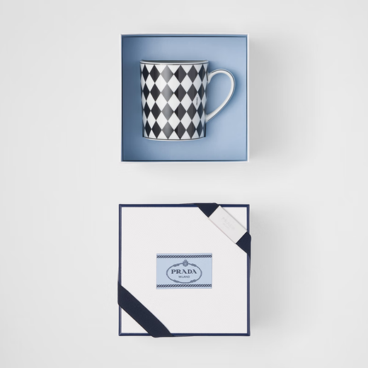 PRADA/Prada Gift Ceramic Mug - Checkerboard White / Black