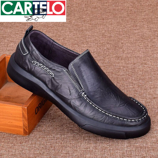Cardile Crocodile Light Luxury Men's Shoes New Men's Business Casual Leather Shoes Genuine Leather First Layer Cowhide Soft Sole Soft Surface Breathable Work Shoes Atmospheric Black 2021 41