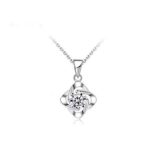 MZMZ four-leaf clover platinum necklace for women PT950 platinum moissanite pendant fashion clavicle chain birthday gift for girlfriend platinum flash O chain + D color flawless moissanite
