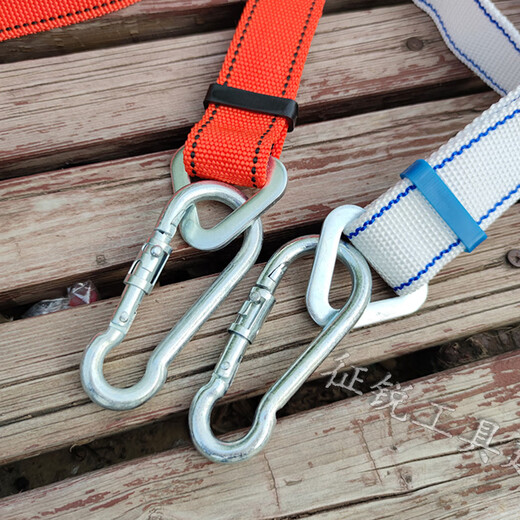 National standard thickened electrician's safety belt power belt climbing telephone pole outdoor tree anti-fall fence safety belt national standard electrician's safety belt_double hook red model