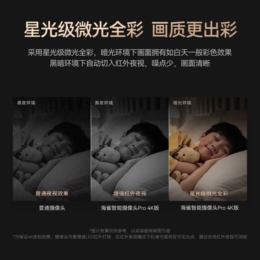 海雀800万海雀摄像头家用360度旋转带夜视全景手机远程通话AI智能无线监控器室内宝宝婴儿老人看护器 【远程双向通话】128G全景全彩