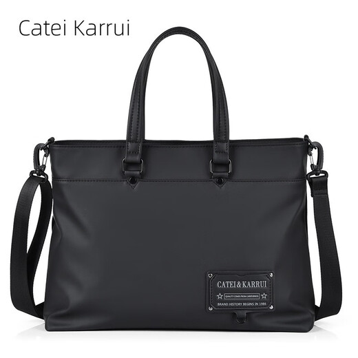 Cateikarrui men's briefcase men's handbag Oxford cloth business large capacity office worker shoulder crossbody computer bag black size approximately length 40*width 11*height 30CM