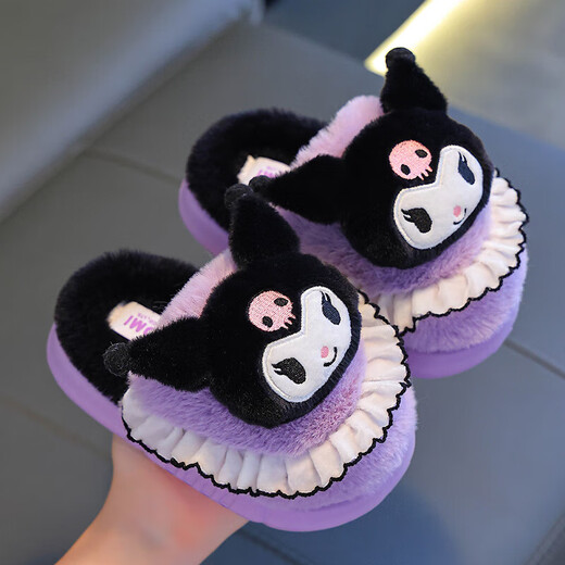Sanrio Children's Cotton Slippers Autumn and Winter Jade Dog Girls Indoor Non-Slip Parent-child Heel Cotton Shoes 2024 New Pink Melody (Heel Heel) 34-35 Sizes (Inner Length 20CM Suitable for Foot Length 19CM)