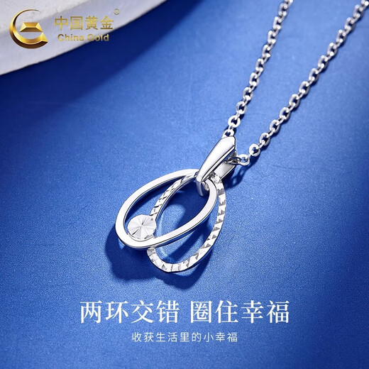 China Gold PT950 Platinum Double Oval Necklace Women's Pendant Clavicle Valentine's Day Birthday Gift for Girlfriend and Wife PT950 Platinum Double Oval Pendant About 2.1g Free Silver Chain