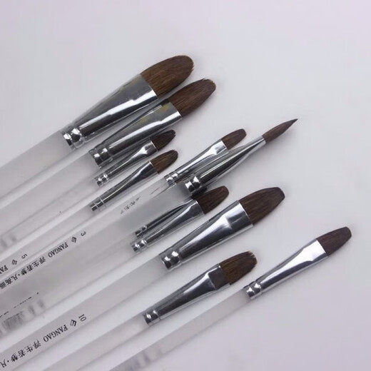 单支86狼毫水粉画笔梵高透明磨砂杆水粉水彩画笔丙烯油画笔 826黄杆画笔【单6号】5支