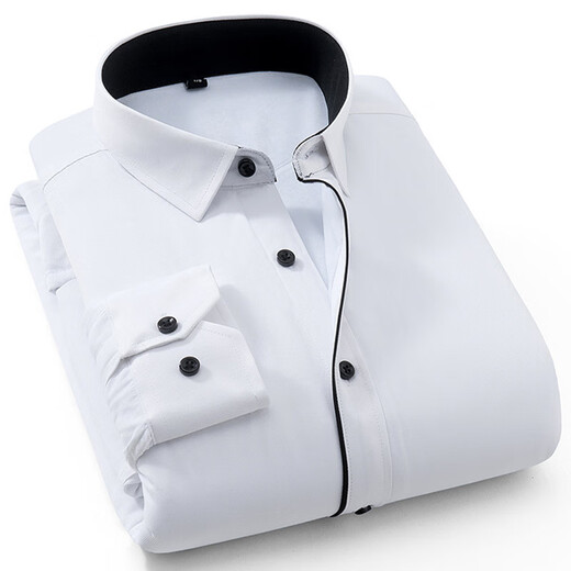Nobel Paul (NOBOLPAUL) warm shirt men plus velvet thickened solid color business casual long-sleeved shirt workwear free white shirt large size men's clothing M719 blue strip 42 [Suggested 160-170Jin [Jin equals 0.5 kg]]