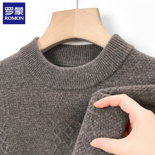 Romon Pure Cardigan Herbst und Winter verdickte warme Wolle halbhohe Hals Basis Strickpullover mittlerer und älterer Pullovermänner 9732 Curly Yunlan 170/l [Vorschlag 115-130jin [Jin gleich 0,5 kg]]]