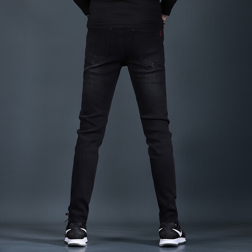 
Fan Litai autumn and winter plus velvet thickened smoke gray jeans for men slim feet fashionable casual simple men jeans long trousers QQ 1049 gray 33