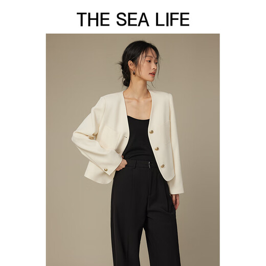THE SEA LIFE女式外套欧海一生2024年秋小香风外套醋酸面料冰淇淋色12122-2 冰淇淋色 S