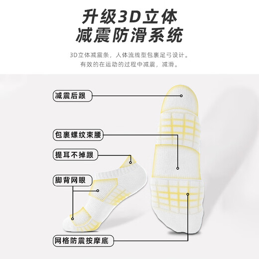 Victoria Traveler Marathon Socks Running 5 pairs of spring and summer sports men's basketball socks towel bottom shock-absorbing anti-slip sweat-absorbing boat socks short
