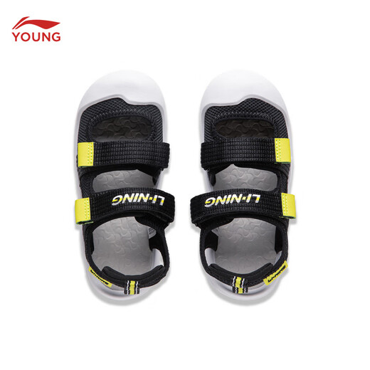 Li Ning children's shoes children's sandals for boys and girls summer style simple and comfortable sports and leisure sandals YKKU020 black-3 25
