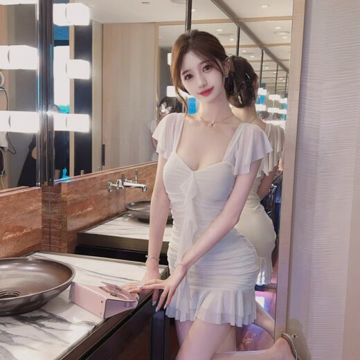 Yi Jingxuan (Yijingxuan) Arbeitskleidung der weiblichen Technikerin sexy Quaste Spliced ​​Ruffled Ränder, damit es schlank und niedrig geschnittenes Netzkleid für Frauen Summer Nightclub Hauptbild L.