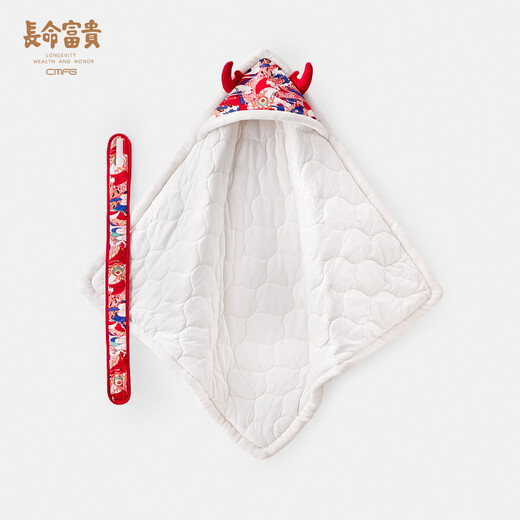 Longevity, Wealth and Prosperity Newborn Baby Cover Autumn and Winter Thickened Newborn Baby Out Cover Red Throw Blanket Small Quilt Small Mattress Long Xing Lulu - Red 90x90cm
