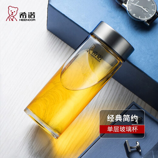 希诺（HEENOOR）玻璃杯男女士单层加厚大容量办公家用透明杯子便SNSN6623 530带滤网